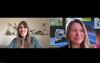 Morgan Brannon of Thrive Impact Fund interviewing Lux Bio founder Paige Whitehead about impact investment funding during a virtual exit interview.